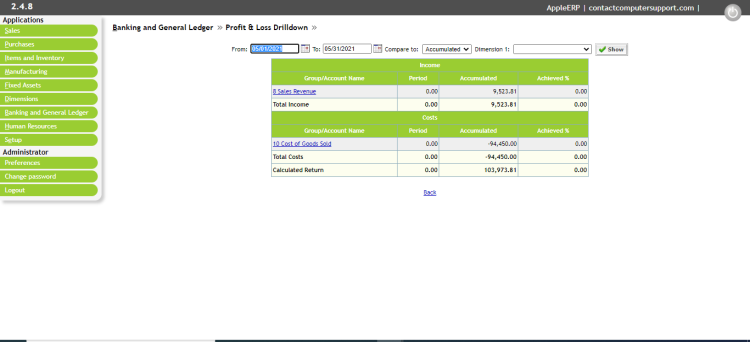 Profit and Loss Module